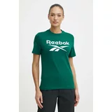 Reebok Bombažna kratka majica Identity ženska, zelena barva, 100076007