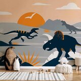  Foto tapeta - Last dinosaurs with orange - abstract landscape for a room 147x105 Samoljepljiva | shoptok.hr
