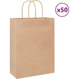 vidaXL Papirnate vrećice 50 kom s ručkama smeđe 26x12x35 cm Cijene
