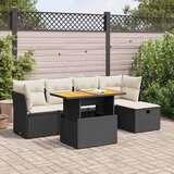 vidaXL 6-dijelni set vrtnih sofa s jastucima crni od poliratana bagrem | shoptok.hr
