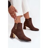 Boto Women's heeled ankle boots with gold details brown Kalivra | Shoptok.si