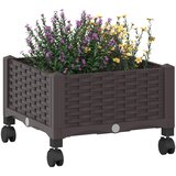  Vrtni saksija s kotačima Smeđa 40 x 40 x 29 cm PP | shoptok.hr