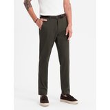 Ombre Men's REGULAR FIT chino pants with fine texture - dark green u