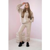 Kesi Insulated cotton set, sweatshirt with embroidery + beige trousers | shoptok.hr