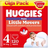 Huggies Little Movers Pelene gaćice Box, (4), 9-14kg, 120 komada Cene
