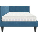 vidaXL Kotna postelja z vzmetnico z vzglavjem Modra 90 x 190 cm Žamet | Shoptok.si