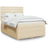 vidaXL Box spring postelja z vzmetnico krem 160x200 cm blago | Shoptok.si