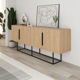 Marckeric Nizka komoda v hrastovem dekorju v naravni barvi 200x80 cm Titan – | Shoptok.si