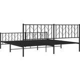 Metalni okvir kreveta uzglavlje i podnožje crni 200x200 cm | shoptok.hr
