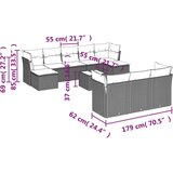 vidaXL 11-dijelni set vrtnih sofa od poliratana s jastucima sivi | shoptok.hr