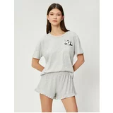 Koton Pajama Set - Gray - Short