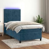  box spring s madracem LED tamnoplavi 80 x 200 cm baršun | shoptok.hr