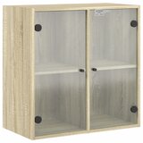  The Living Store Stenska omarica s steklenimi vrati sonoma hrast 68x37x68,5 cm - Stenska Omarica, (21444055) | Shoptok.si