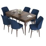 Hanah home set trpezarijski sto i 6 stolica eva baroque navy blue | ePonuda.com