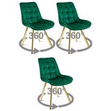  Okretna stolica SORIA 360, zeleni baršun, zlatne metalne noge, set 3 kom Cijene