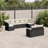 vidaXL 9-dijelni set vrtnih sofa s jastucima crni od poliratana | shoptok.hr