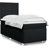 vidaXL Box spring postelja z vzmetnico črna 90x200 cm blago | Shoptok.si