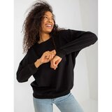 Fashion Hunters Black women's basic sweatshirt without a hood in an oversize cut Cene