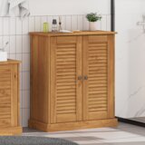 vidaXL Kopalniška omarica medeno rjava 68 x 34 x 80 cm Trdna borovina | Shoptok.si
