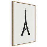  Slika - Eiffel Tower Simple Graphics in Black and White 60x90 U prirodnom drvenom okviru | shoptok.hr
