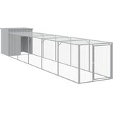  Kavez za kokoši s igralištem svjetlosivi 110x609x110 cm čelični | shoptok.hr