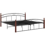 Maison Chic Posteljni okvir - Dvoposteljna postelja - Zakonska postelja črna kovina in trdna hrastovina 180x200 cm-J4987, (21766818) | Shoptok.si