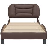 Posteljni okvir z LED lučkami rjav 90x200 cm umetno usnje | Shoptok.si