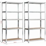 AKORD Komplet 2 Kovinskih Regalov, Srebrna, (5000332529) | Shoptok.si