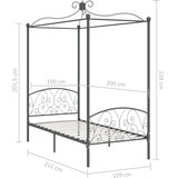  Okvir za krevet s nadstrešnicom sivi metalni 100 x 200 cm | Eponuda.com