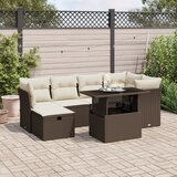 Maison Chic Seti vrtnega pohištva - Vrtna garnitura - Vrtni pohištvo set 7-delna z blazinami rjav poli ratan, (21803614) | Shoptok.si