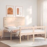 vidaXL Posteljni okvir z vzglavjem 140x190 cm trden les Cene