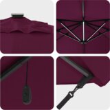  Suncobran s nosačem Roma s LED svjetlima Bordeaux crvena 352x251x265 cm Aluminij | shoptok.hr