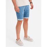 Ombre Men's denim shorts with rolled up leg - light blue | shoptok.hr