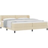  Postelja s pomičnim dnom in vzmetnico Krem 200x200 cm Tkanina, (22080780) | Shoptok.si