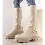 Gemre Beige ankle boots with chain Cognac | Shoptok.si