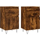 Maison Chic Komoda - Predalnik 2 kosa dimljeni hrast 40x35x70 cm inženirski les, (21721551) Cene