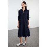 Trendyol Navy Blue Maxi Knit Polo Neck Dress | Shoptok.si