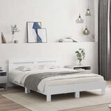 vidaXL Posteljni okvir z vzglavjem in LED bel 140x200 cm | Shoptok.si