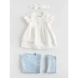 BABIES` BODY SUIT, DRESS & HEADBAND - krem