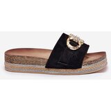 Boto Women's Platform Sandals With Glitter And Gold Decoration Black Rilirea | Shoptok.si