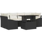vidaXL 7-delni vrtnarski sofa set z blazinami črna PE ratan | Shoptok.si