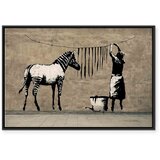  Slika - Banksy: Washing Zebra on Concrete (1 Part) Wide 90x60 U crnom drvenom okviru | shoptok.hr
