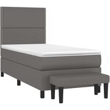 vidaXL Krevet s oprugama i madracem sivi 90 x 190 cm od umjetne kože | shoptok.hr