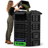 KADAX Modularni vrtni kompostnik 1120 l, odporen proti zmrzali, rezervoar za gnojilo, črne barve, (5000358092) Cene
