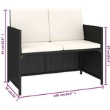  6-dijelni vrtni blagovaonski set od poliratana s jastucima crni | shoptok.hr