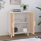  Komoda bijela 60 x 30 x 70 cm masivna borovina i prirodni ratan | Eponuda.com