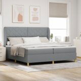 Box Spring Krevet s Madracem Svjetlosiva 200x200 cm Tkanina | shoptok.hr