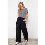 Trendyol Black Wide Leg Ribbed Flexible Knitted Trousers | Shoptok.si