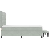 Box Spring Krevet s Madracem i Klupom Svijetlosivi 140x200 cm Baršun | shoptok.hr