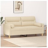 vidaXL Kavč dvosed z blazinami krem 140 cm blago Cene